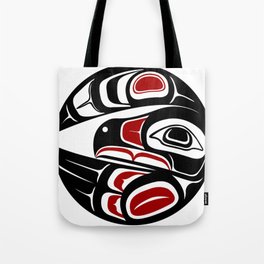 Raven Moon, formline circle, native indigenous art, pacific northwest, first nations, traditional design, sun, bird, thunder, eagle, crow, haida, salish Tote Bag