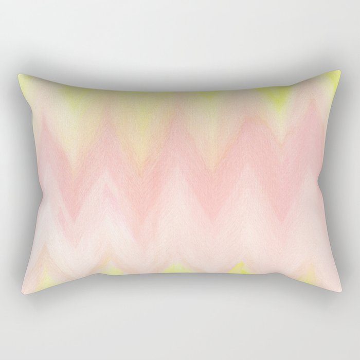 Geometrical blush pink yellow watercolor ikat pattern Rectangular Pillow