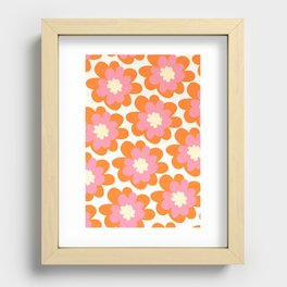 Pink and Orange Flower Pattern Recessed Framed Print