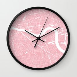 London, UK, City Map - Pink Wall Clock