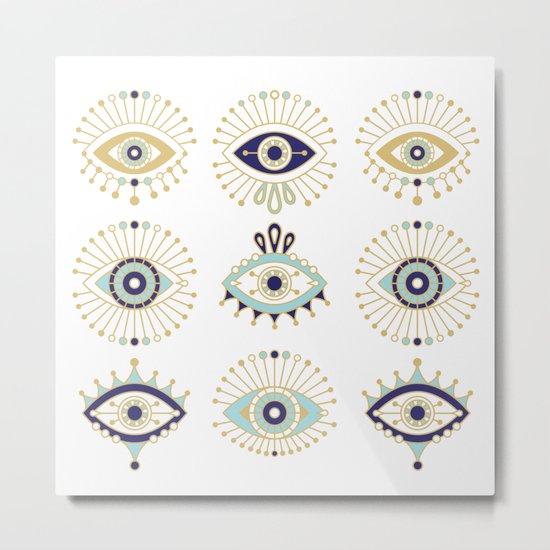 Evil Eye Collection on White Metal Print