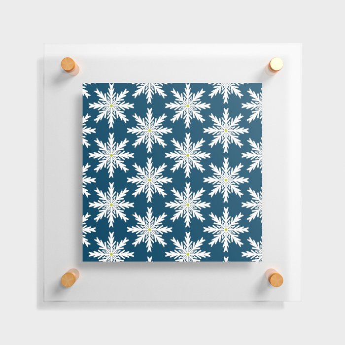 Christmas Snowflakes Blue and Green Floating Acrylic Print