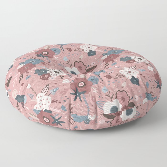 Hand-drawn stylish pattern with bouquets of flowers. Floor Pillow