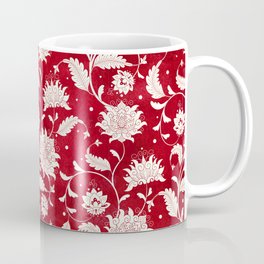Seamless vintage background. Imitation of chinese porcelain painting. Beautiful flowers and red watercolor background. Hand drawing.  Coffee Mug