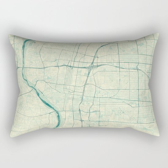 Albuquerque Map Blue Vintage Rectangular Pillow