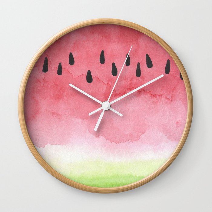 Watermelon Abstract Watercolor wash art Wall Clock