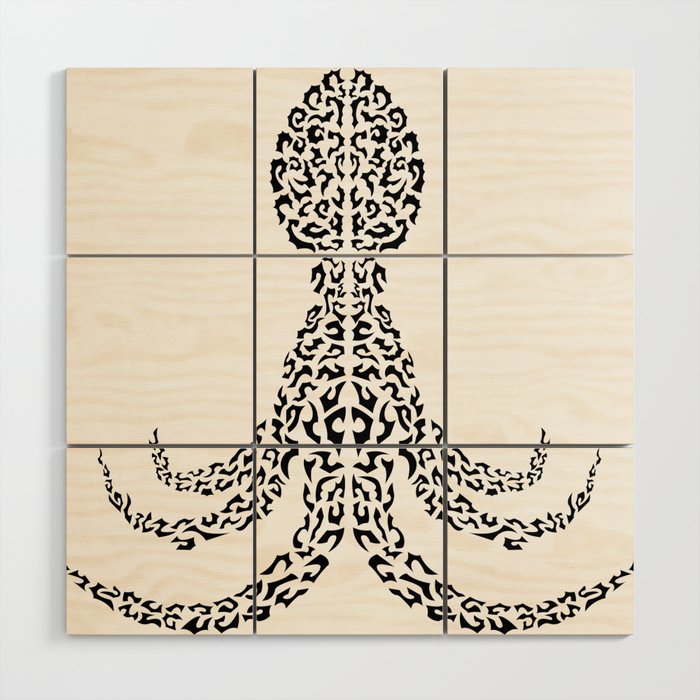 Octopus in shapes Wood Wall Art