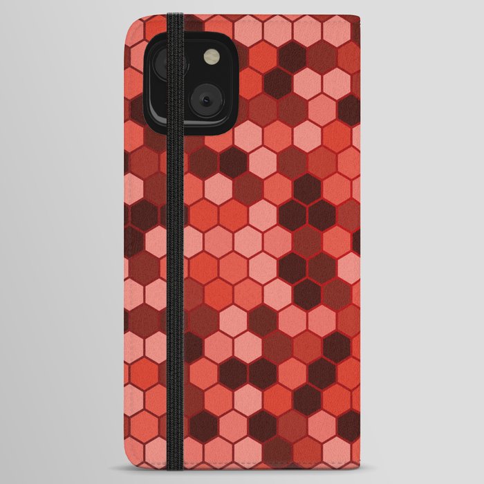 Orange Color Hexagon Honeycomb Design iPhone Wallet Case
