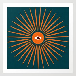 Eye of sun retro Art Print