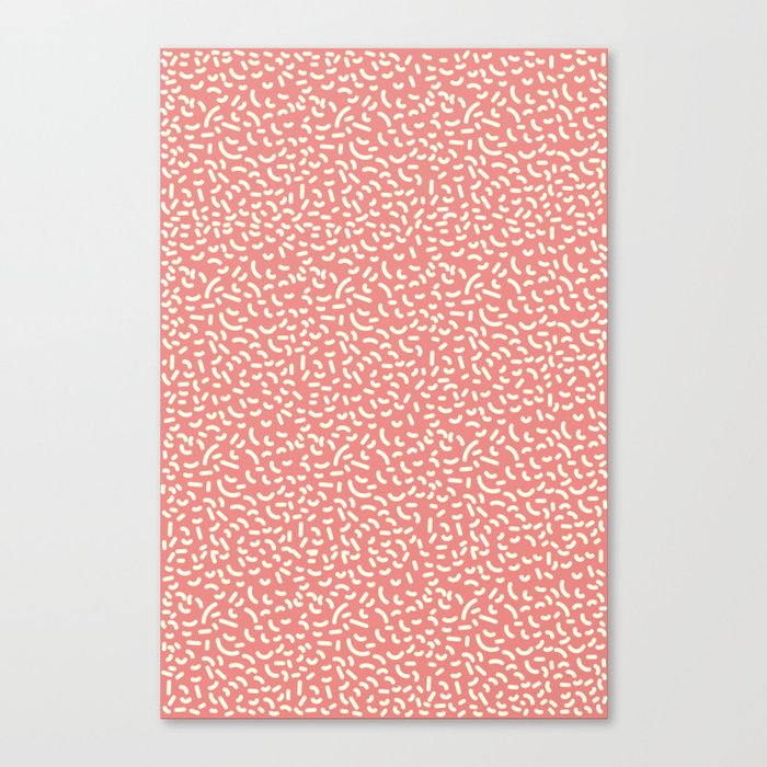 Retro Memphis Style Pattern in Pink and Cream Canvas Print