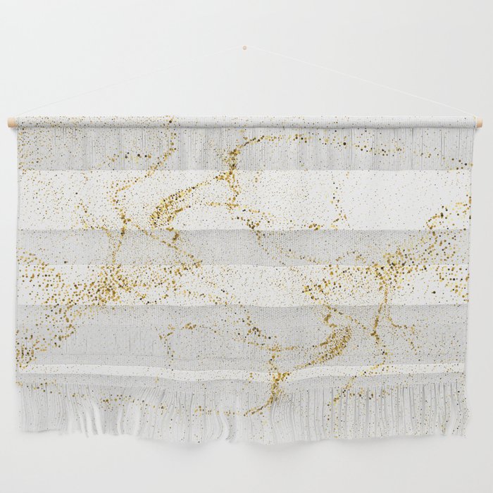 Gold Glitter - White Background Wall Hanging