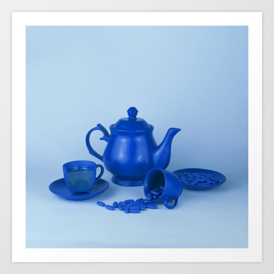 Blue tea party madness - still life Art Print