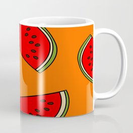 Melon fruit pattern Coffee Mug | Foodpattern, Melonfruitpattern, Melonfruit, Digital, Slicedmelon, Fruit, Orange, Graphicdesign, Red, Food 