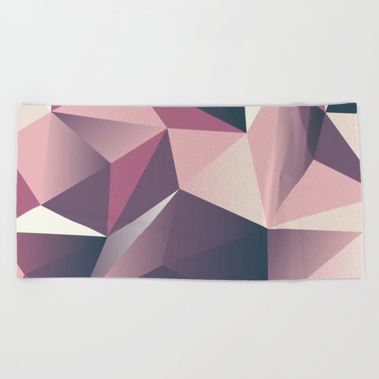 pink dark geometric Beach Towel