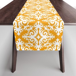 Damask (White & Orange Pattern) Table Runner
