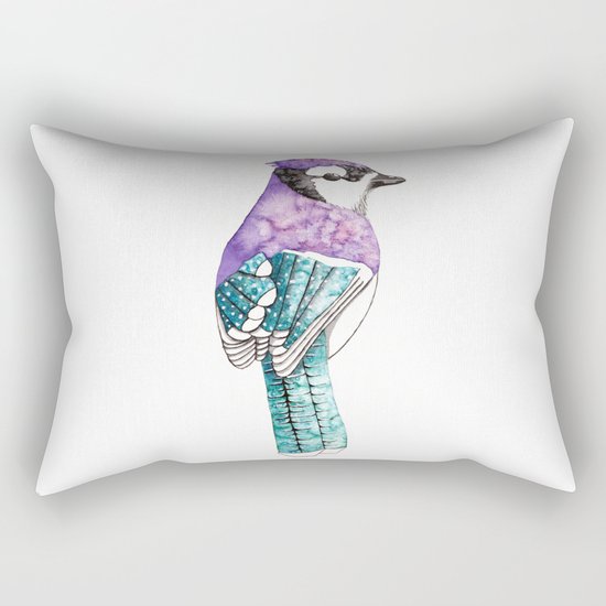 Abstract Watercolour and Ink Bird Rectangular Pillow