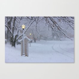 Street Lamp in the Snow Canvas Print