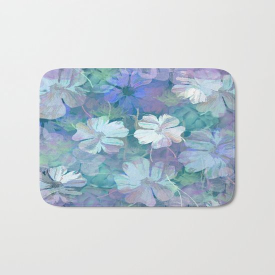 Painterly Midnight Floral Abstract Bath Mat
