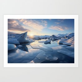 Iceland landscape water and ice Art Print