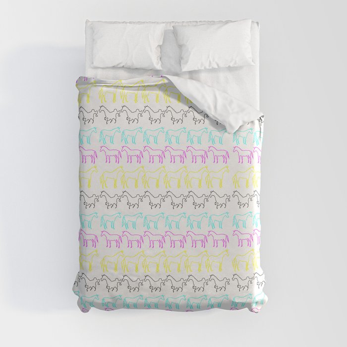 CMYK Unicorn Stripes Duvet Cover