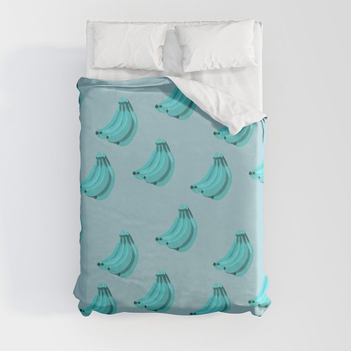 Banana teal- blue background Duvet Cover