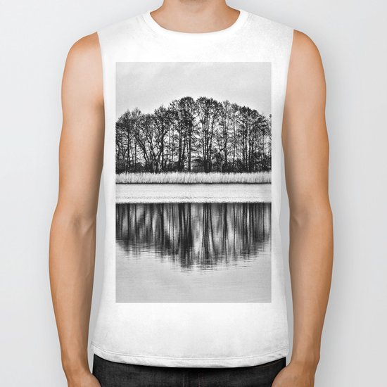 White Symphony of Winter Lake Biker Tank