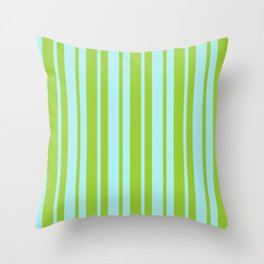 [ Thumbnail: Green and Turquoise Colored Stripes Pattern Throw Pillow ]