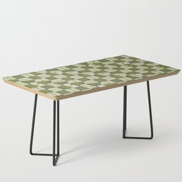 Warped Checkerboard Grid Illustration Olive Garden Green Coffee Table