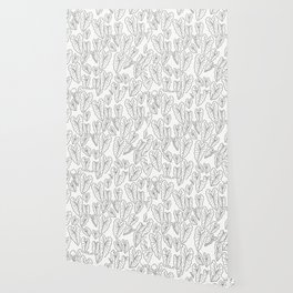 Kalo Leaves - White Wallpaper
