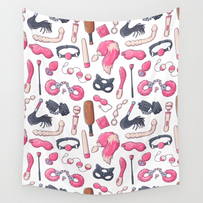 Adults Sex Toys Pattern Wall Tapestry by AttireCode Society6