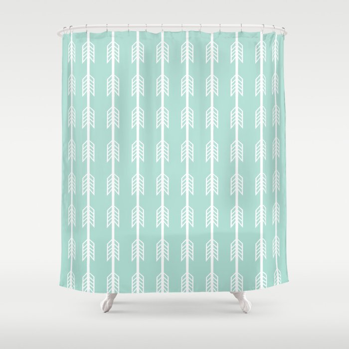 Isabella Minimal Arrows Mint And White Modern Dorm College Nursery Isabella Minimal Arrows Mint And White Modern Dorm College Nursery Kids Art Shower Curtain