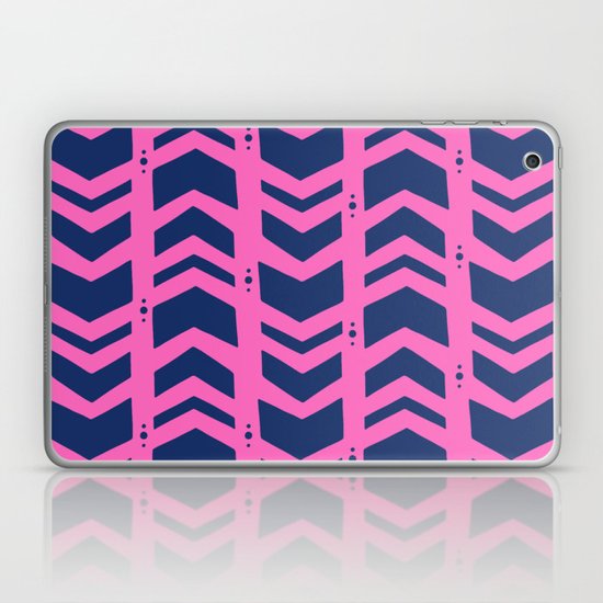 Midnight Navy Blue Hot Pink Abstract Geometric Pattern Laptop