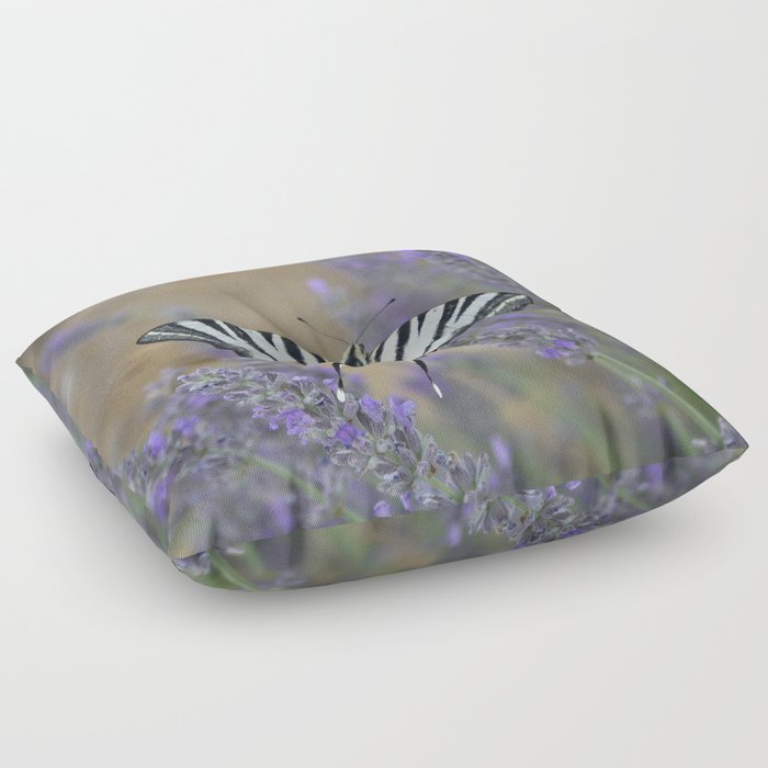 Stunning Swallowtail On Lavender Spike Photograph Floor Pillow