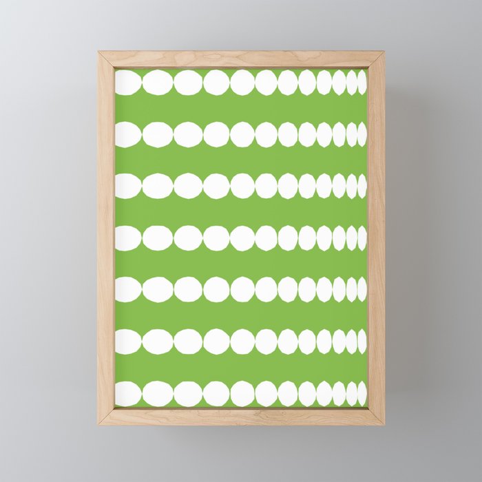 Green White - Round Pattern Framed Mini Art Print