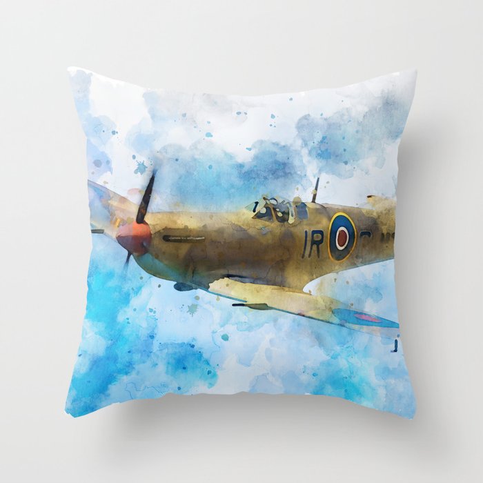 Supermarine Spitfire in flight Throw Pillow
