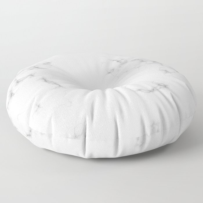 The Perfect Classic White with Grey Veins Marble Floor Pillow
