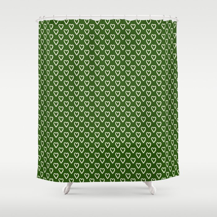  Green and white hearts for Valentines day Shower Curtain