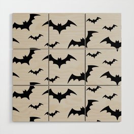 Halloween Bats Grey & Black Wood Wall Art