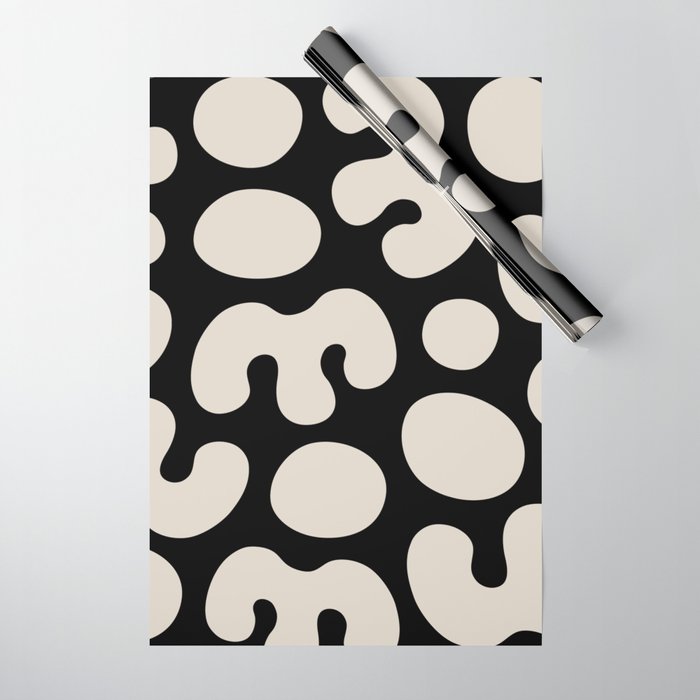 Organic Abstraction 823 Black and Linen White Wrapping Paper