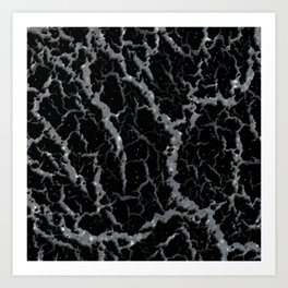 Cracked Space Lava - Glitter Silver Art Print