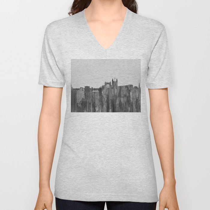 Bath, England Skyline - Navaho B&W V Neck T Shirt