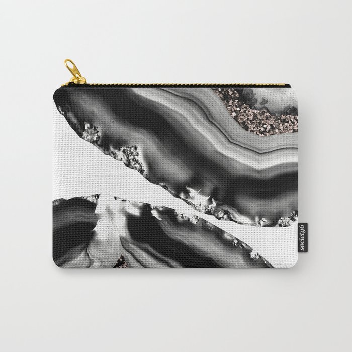 Agate Rose Gold Glitter Glam #2 (Faux Glitter) #gem #decor #art #society6 Carry-All Pouch