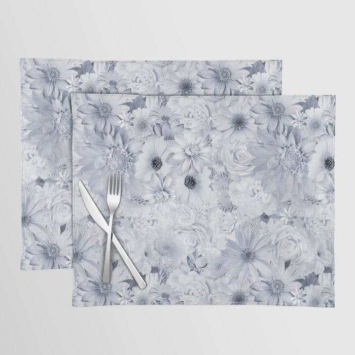 pewter grey floral bouquet aesthetic array Placemat