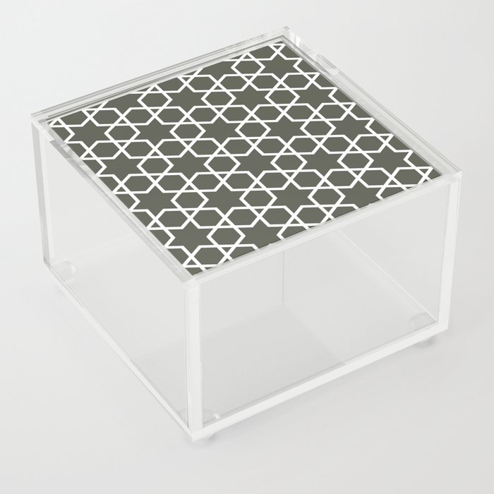 Dark Gray and White Tessellation Pattern 14 - Diamond Vogel 2022 Popular Colour Clover Patch 0431 Acrylic Box