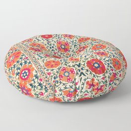 Kermina Suzani Uzbekistan Embroidery Print Floor Pillow | Antique, Suzani, Vintage, Bohemian, Boho, Colorful, Geometric, Kermina, Nature, Carpet 