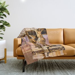 Porch of the Caryatids, Temple of Athena, Acropolis, Greece Portrait Painting Throw Blanket