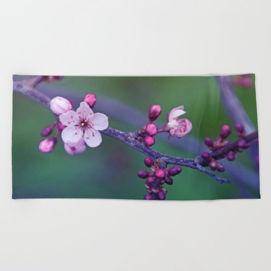 Dreamy purple Cherry Blossom Beach Towel