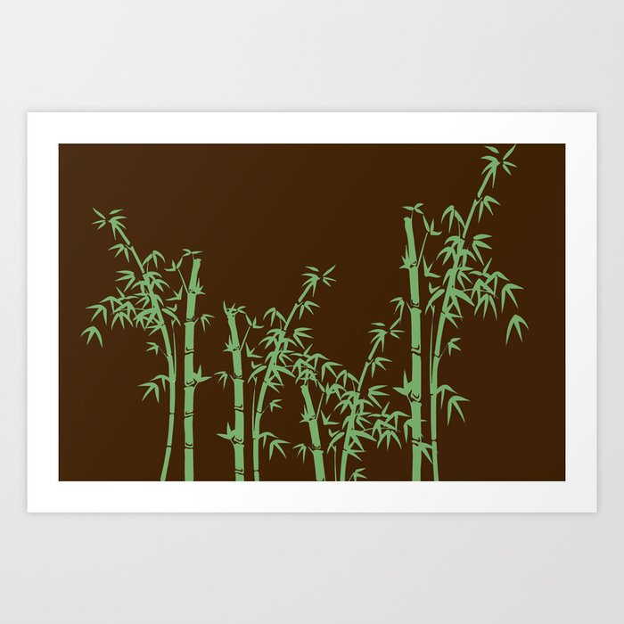 Bamboo design green - brown Art Print