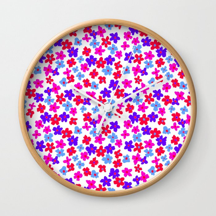 Floral violet seamless pattern Wall Clock