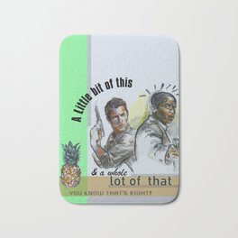 "A Little bit of this & a Whole Lot of That" - Psych Quotes Bath Mat | Shawnpsych, Dudehillportrait, Ink Pen, Alittlebitofthis, Awholelotofthat, Psychtvshow, Digital, Drawing, Jamesrodayportrait, Guspsych 